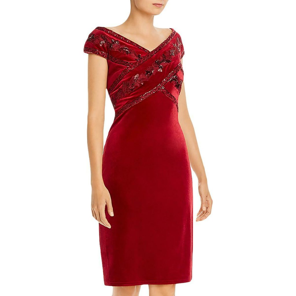 Tadashi Shoji Velvet Sequined Party Dress